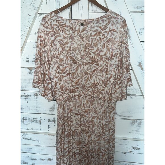 Rip Curl Wrap Maxi Dress Women’s Sz L Paisley Floral Apricot Peach Color New - Picture 10 of 12